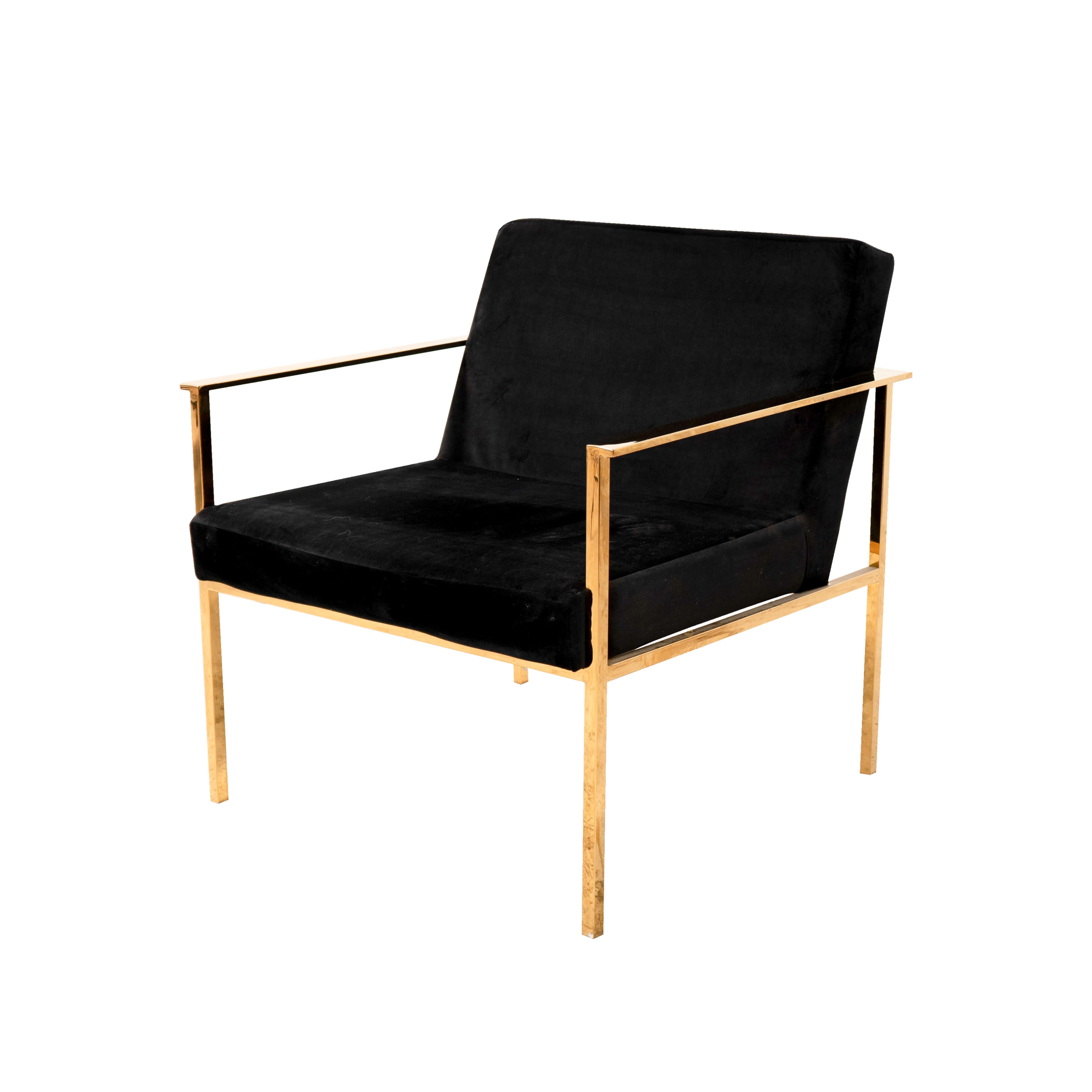 Sillón contemporáneo negro con dorado