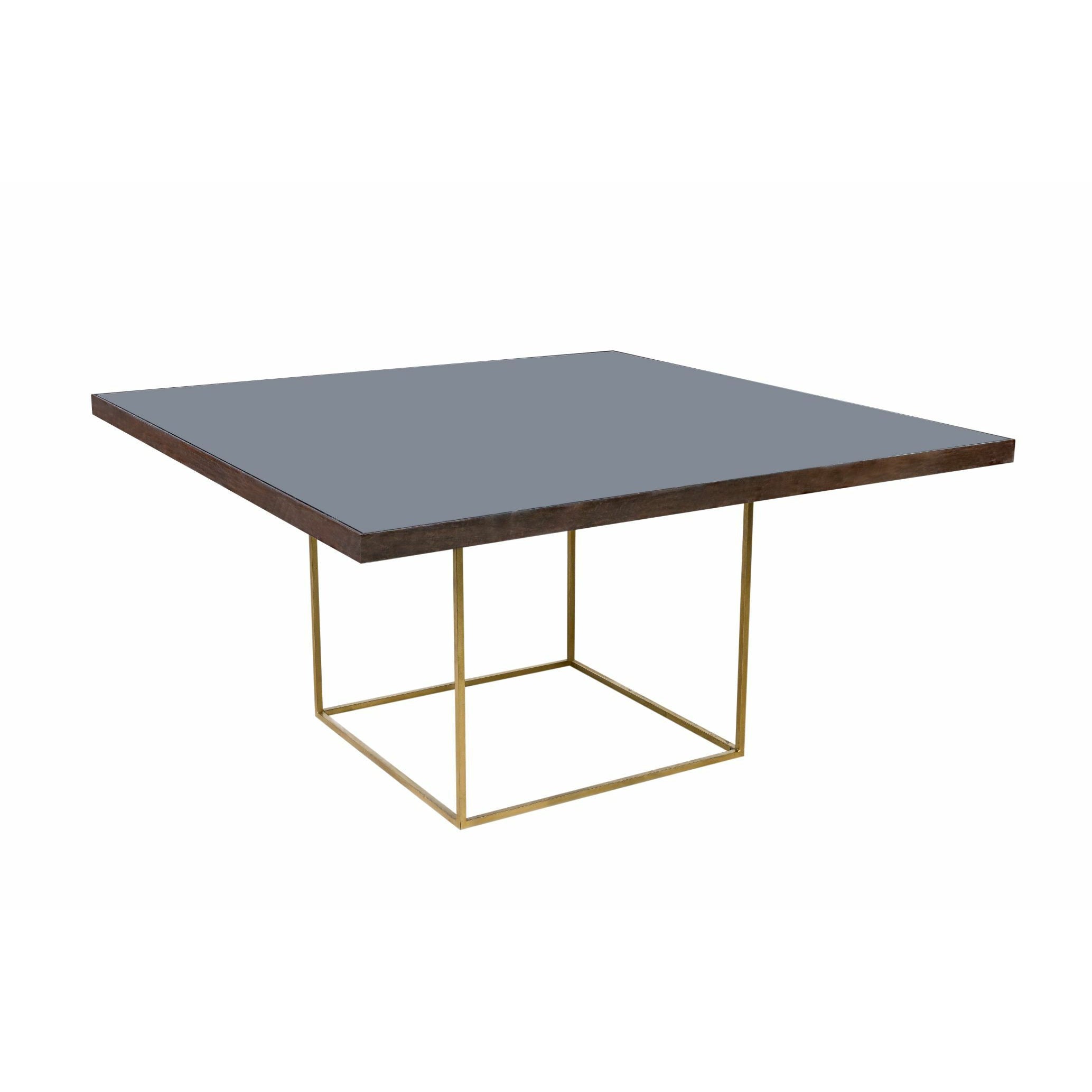 Mesa de Vidrio Negro Cuadrada Base de Herrería 1.50 mts