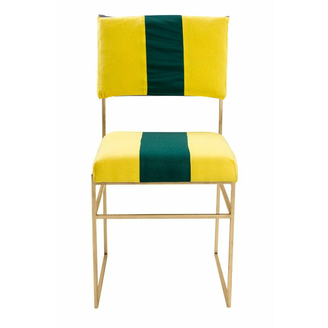 Silla Contempo Amarilla con Franja Verde Estructura Dorada