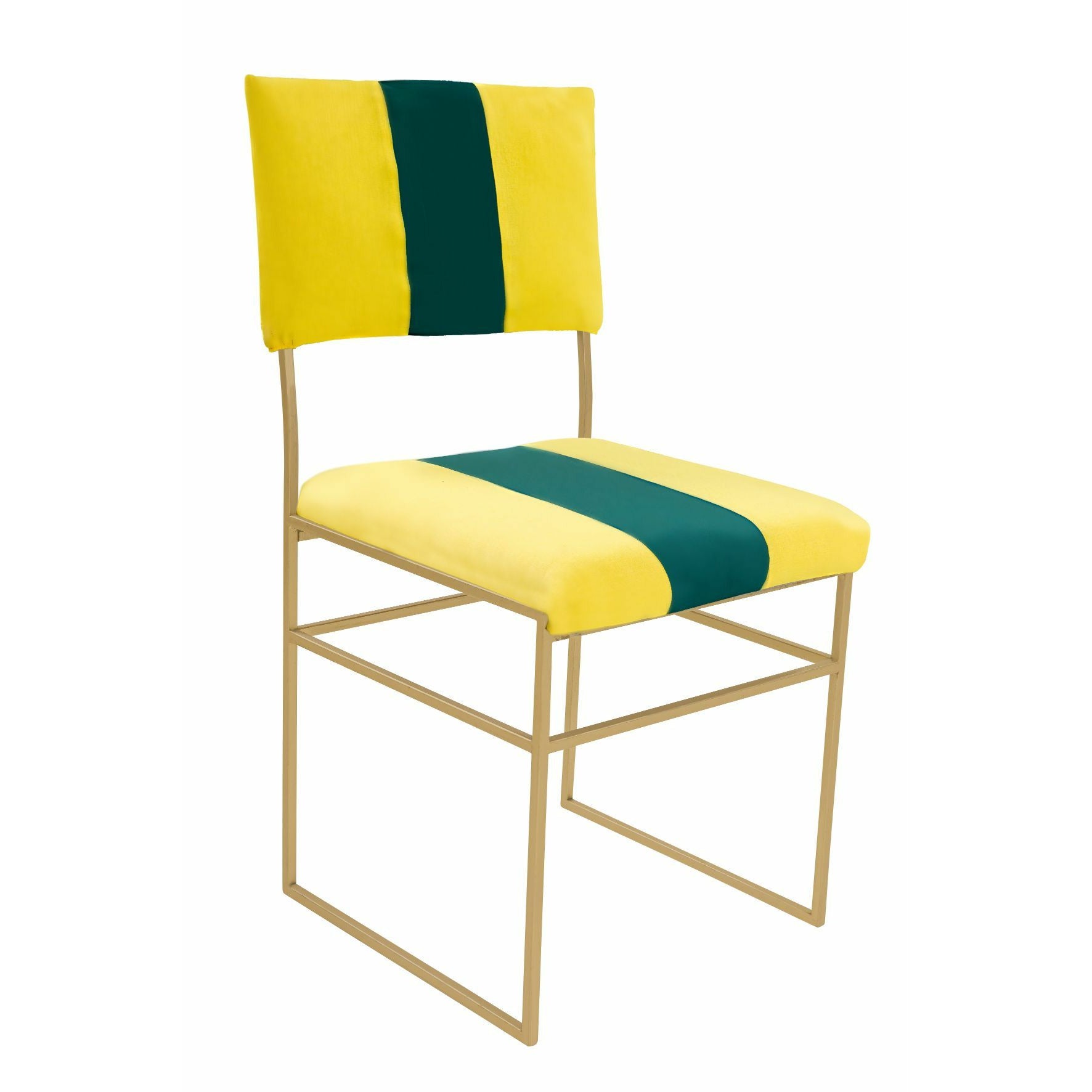 Silla Contempo Amarilla con Franja Verde Estructura Dorada