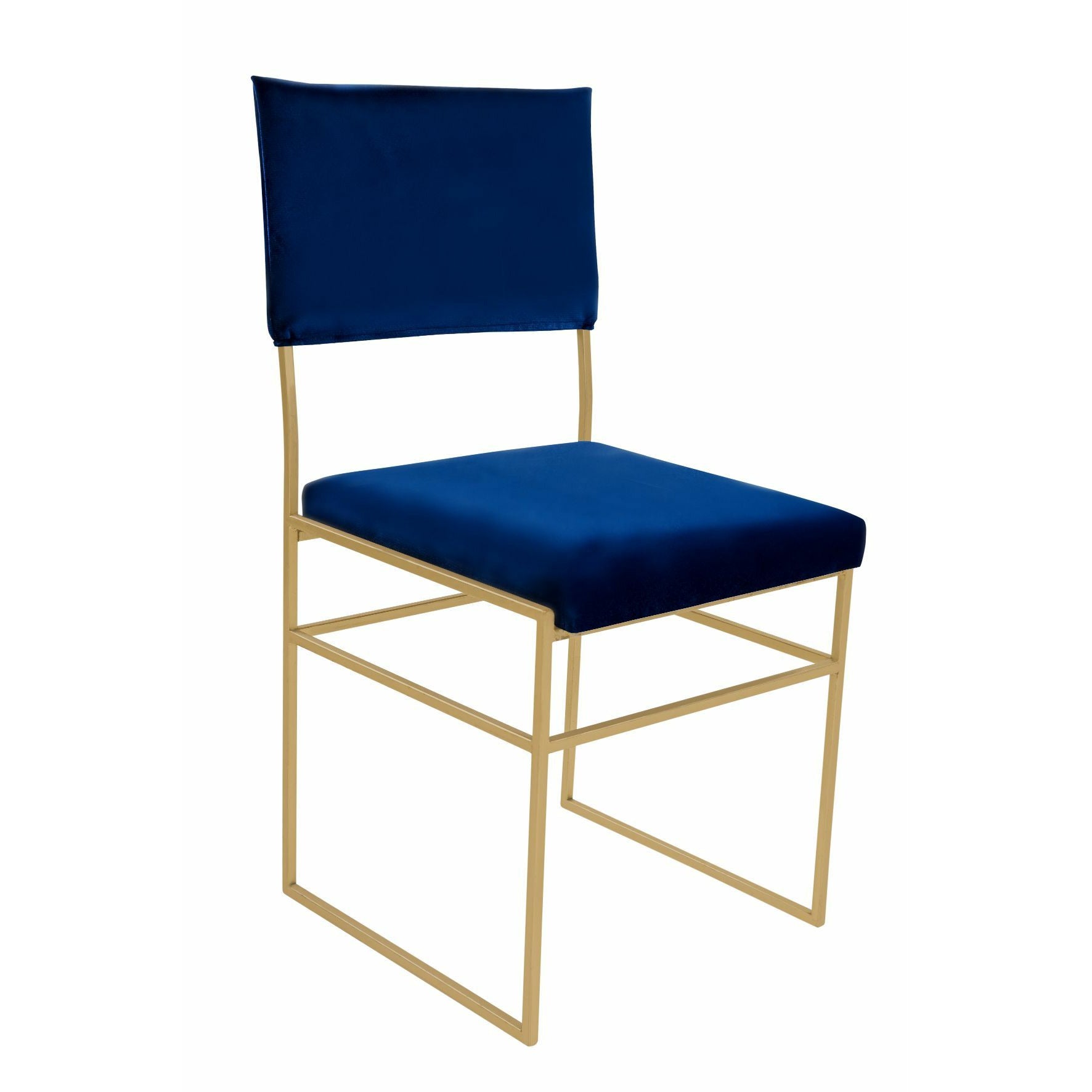 Silla Contempo Azul Estructura Dorada